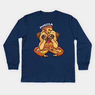 Pizza lover - Pug dog pizza shirt Kids Long Sleeve T-Shirt